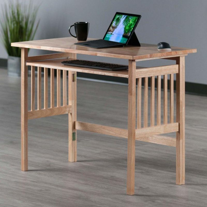 Solid Wood Computer Desk, Home Office, Natural