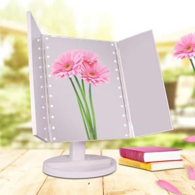 Table Top Trifold 3 Way LED Vanity Mirror for Makeup
