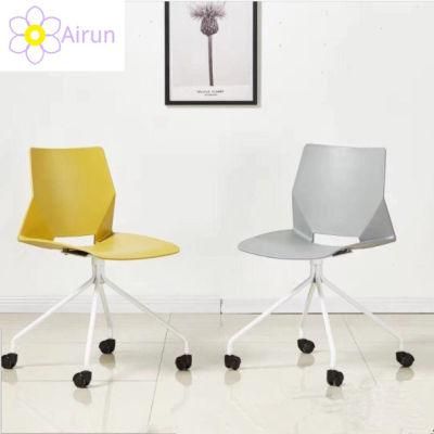Simple Metal Iron Frame Plastic Steel Training Chair Office Conference Room Learning Chair with Wheel