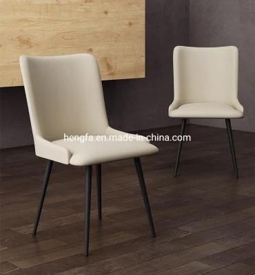 Modern Restaurant Furniture Kitchen Metal Frame Genuine Leather Dining Chairs