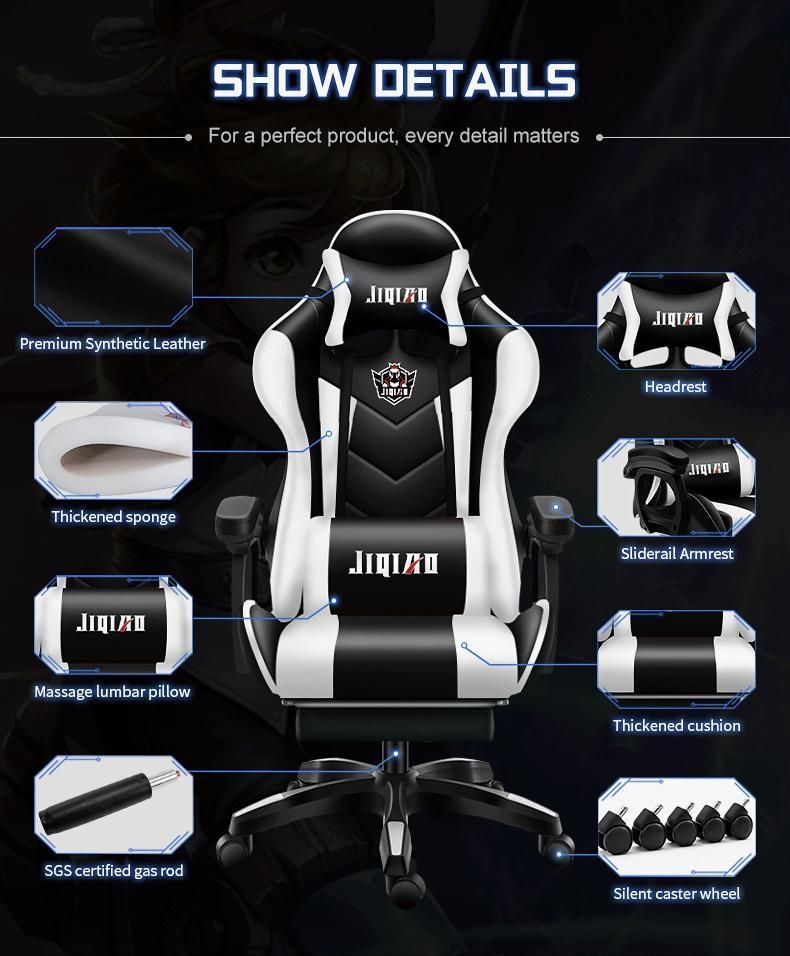 Hot Sale RGB Custom High Back Ergonomic Leather Silla Gamer Office PC Game Computer Racing Gaming Chair with Lights and Speakers