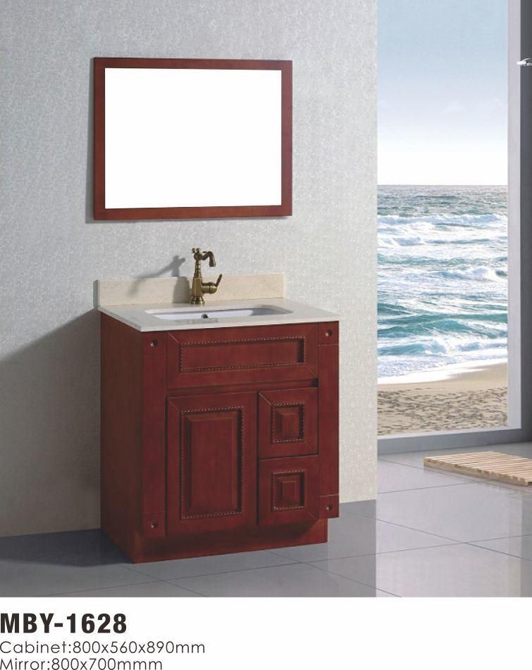 Wood Bathroom Vanity with Marble Top Fashion Cabinet Vanity