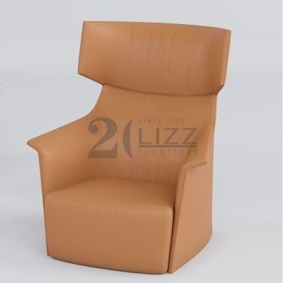 Direct Sale European Style Living Room Furniture Contemporary Leisure Orange Genuine Leather Chair