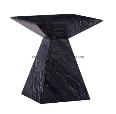 Black Square Shape Marble Side Table for Hotel Project Case