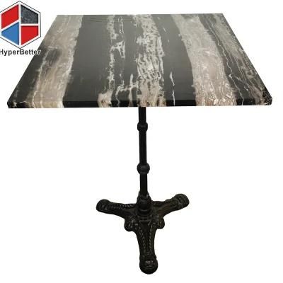 Factory Directly Black White Marble Top Dining Table with Wrought Iron Leg