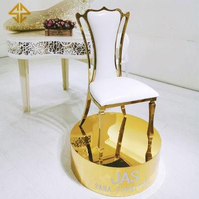 Factory Price Luxury Gold Stainless Steel High Back Wedding Chairs