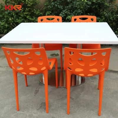 Hotel Furniture 4 Seaters Solid Surface Marble Top Dining Table