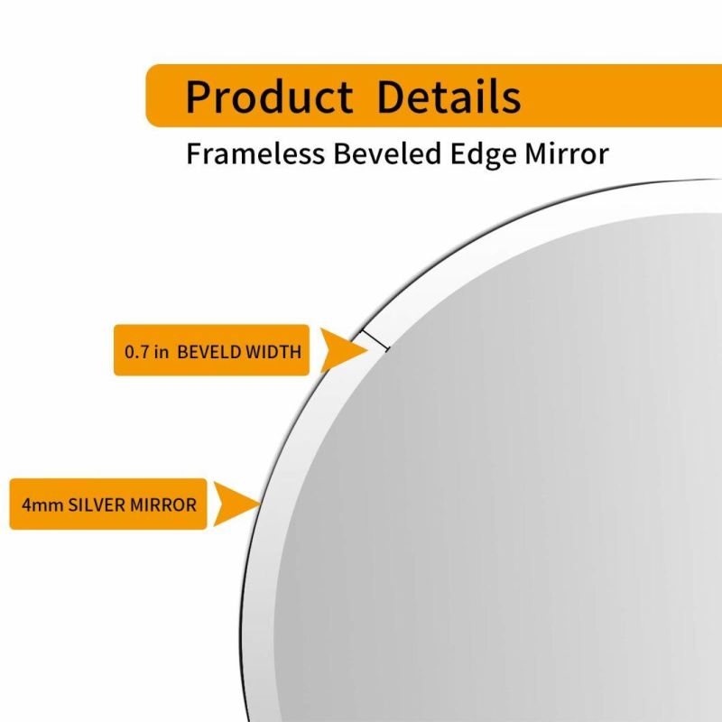 Round Home Decor Frameless Bathroom Mirror with Good Production Line