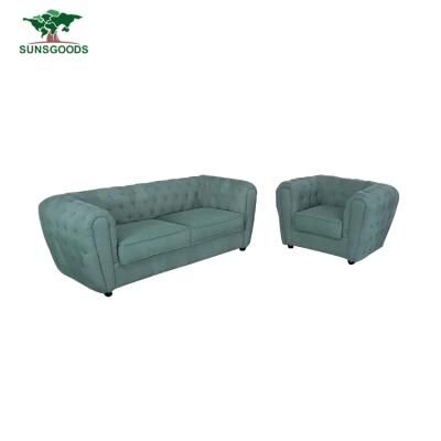 Chinese Modern Style Velvet Fabric Leather Classic Chesterfield Furniture Home Living Room Sofa