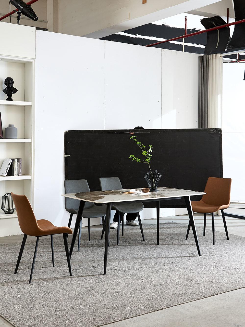 Home Living Room Furniture Grey Marble Dining Table Rock Beam