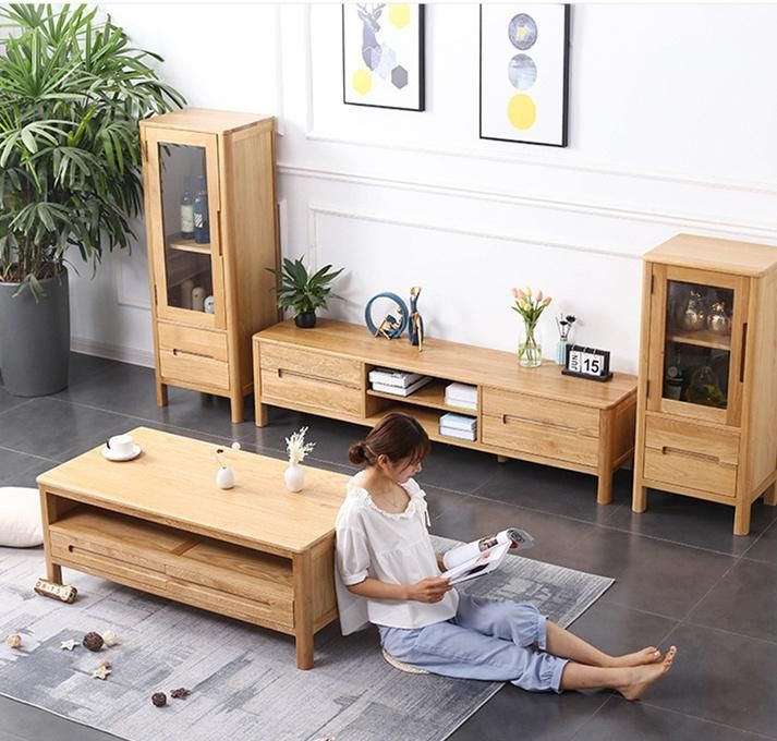 Nordic Modern Minimalist White Oak Solid Wood Coffee Table