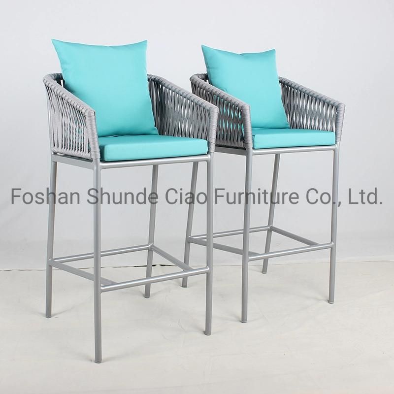 Elegant and Modern Patio Synthetic Rope Bar Stools Resin Outdoor Sofa Bar Furniture