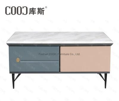 Modern Living Room Furniture Marble Color Blocking TV Stand End Table