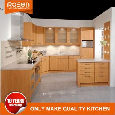 Kitchen Cabinets Furniture with Yellow Melamine Glass Design From China