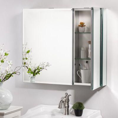 Bathroom Recessed or Surface Mounting Aluminum Mirror Medicine Cabinet with Adjustable Glass Shelves