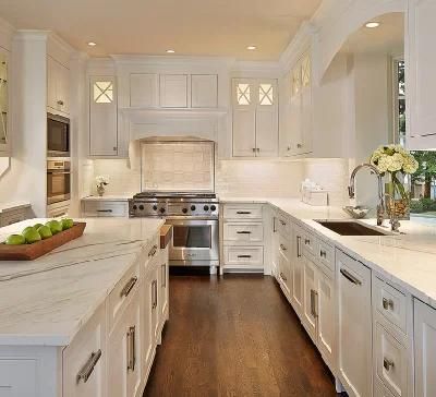 Popular and Simple White Shaker Style Solid Wood Kitchen Cabinet