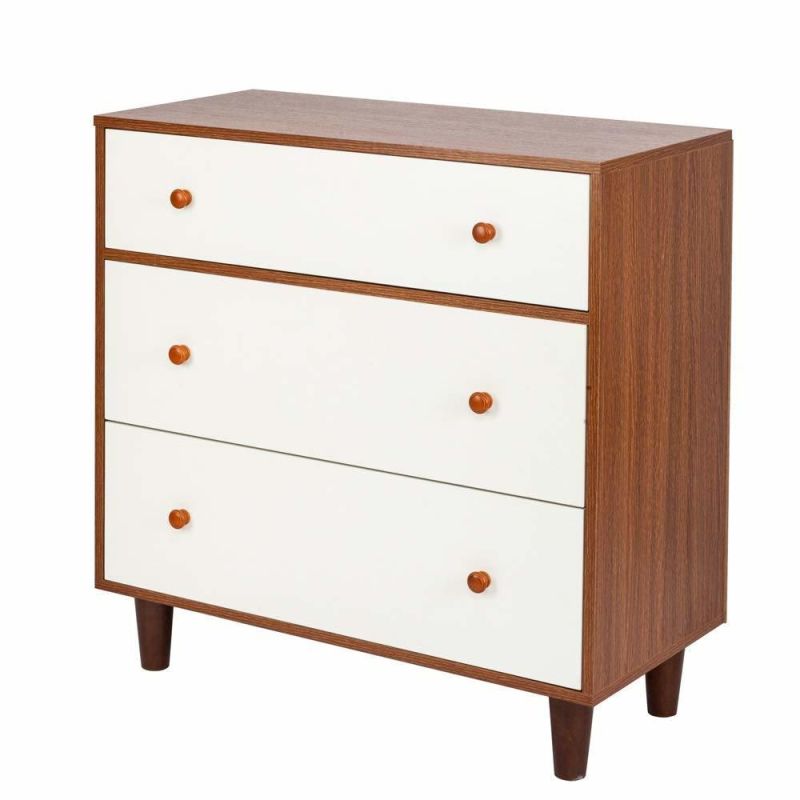 Bedside Table White Three-Tier Drawer Bedside Cabinet Night Table