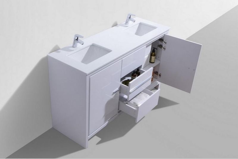 60 Inch American MDF Bathroom Cabinet with Ceramic Basin