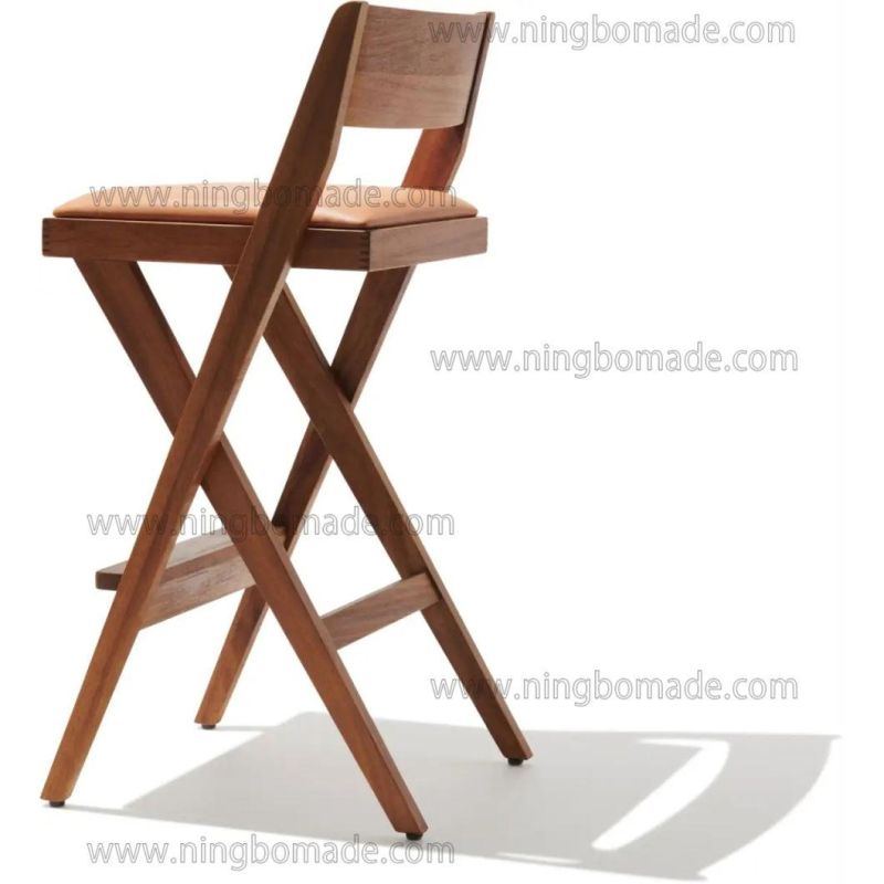 Classic Silhouette Drafting Compass Furniture Natural Ash Tan Leather Cross Bar Stool