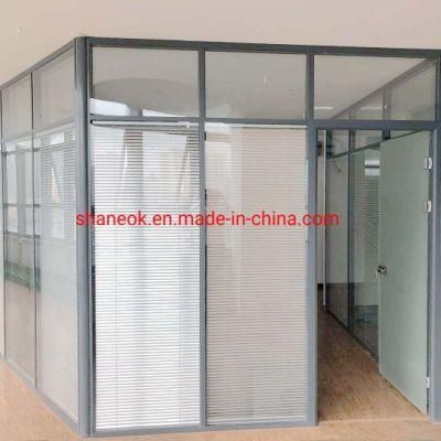 Shaneok Factory Price Glass Office Partition Wall with Venetian Blind