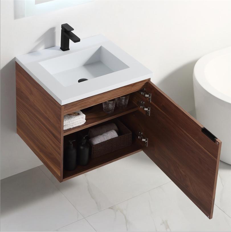 2022 Simple Modern Bathroom Vanity with Ceramics Basin& LED Medicne Cabinet