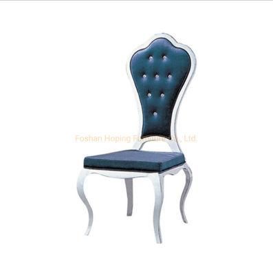 Modern Luxury Navy Blue Wedding Chair Hotel Metal Stacking Restaurant Banquet Event Dining Chair