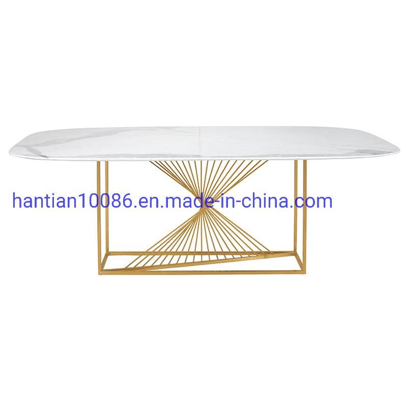 New Top Selling Golden White Top Luxury Hotel Corner Wall Stainless Steel Console Table