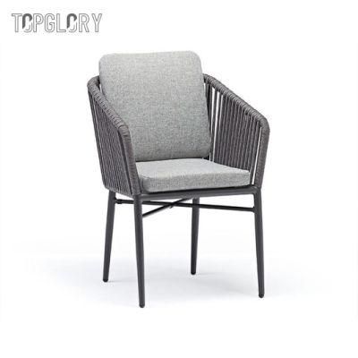 Outdoor Modern Home Hotel Balcony Furniture Aluminum Tube Olefin Rope Dining Table Chairs