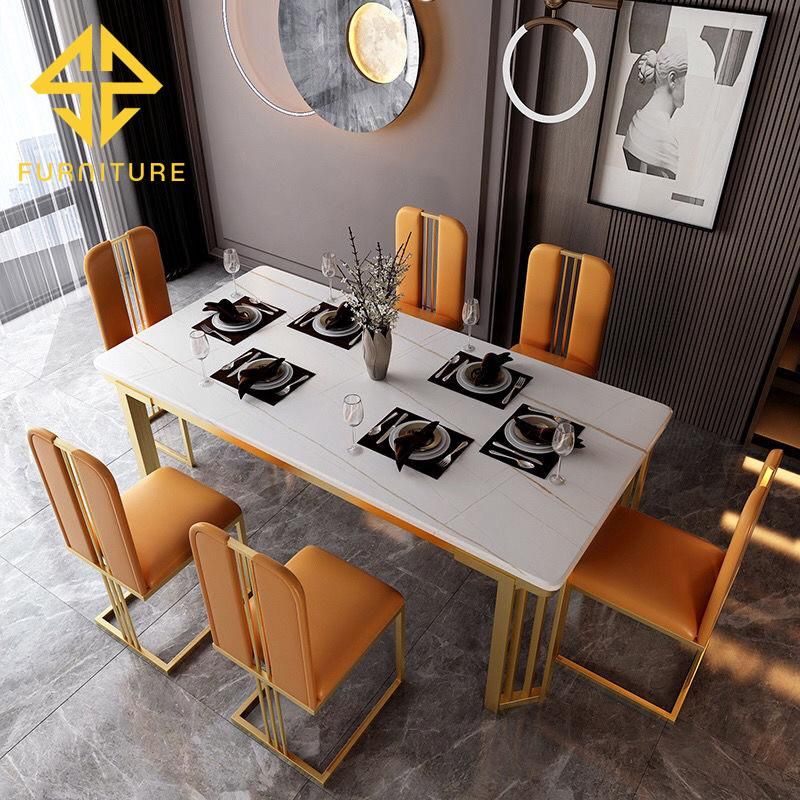 Sawa Luxury Gold Stainless Steel Banquet Table and Chair Set