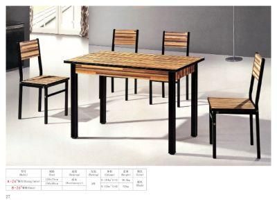 Rectangular Wood Design Top Metal Frame Dining Room Furniture Restaurant Table / Luxury Iron Metal Legs Dining Table Dining Chair