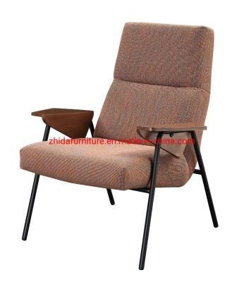 Modern Wooden Armrest Fabric Living Room Chair for Hotel Reception Lobby