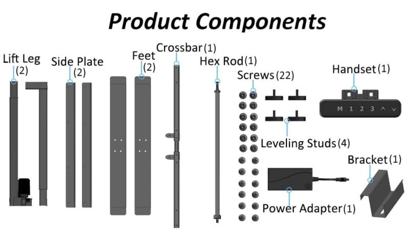 Quick Assembly New Design Single Motor Standing Desk