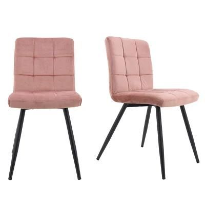 Modern Dining Room Furniture Fabric Ring Back Velvet Pink Dining Chairs