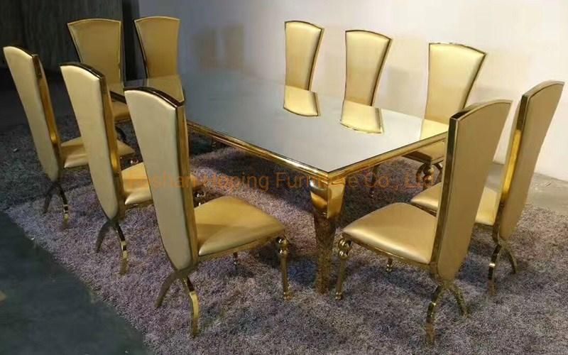 Modern Home Restaurant Furniture Set Metal Stainless Steel Marble Dining Room Table