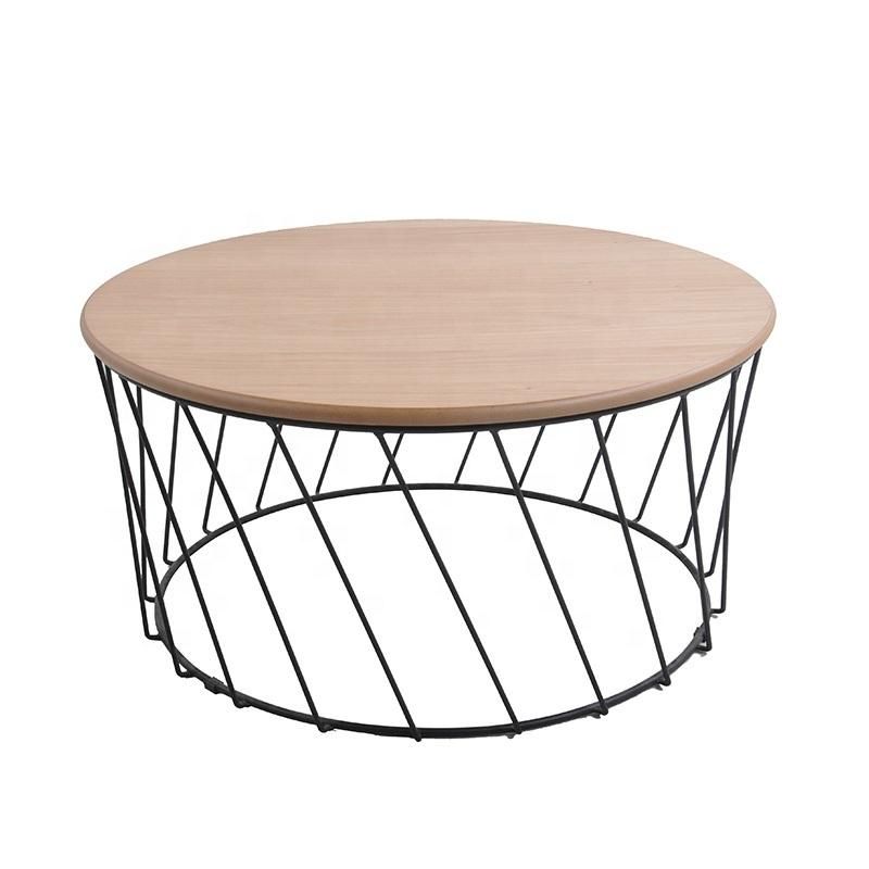 Metal Frame Round Center Tea Cafe Sofa Side Coffee Table for Living Room Furniture