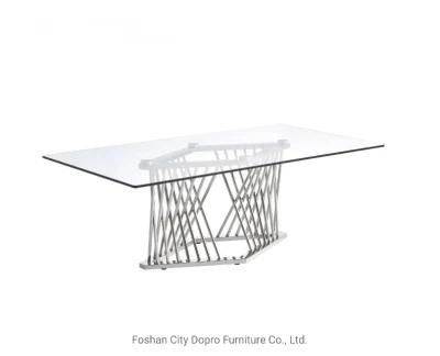 High Quality Design Sense Stainless Steel Coffee Table with Glass Top