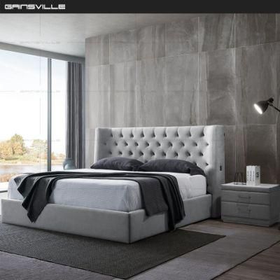 Upholstered Soft Fabric Double King Size Bed for Home Furniture