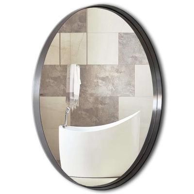 Modern Black Metal Round Wall Decorative Grey Bathroom Mirror in Hotel
