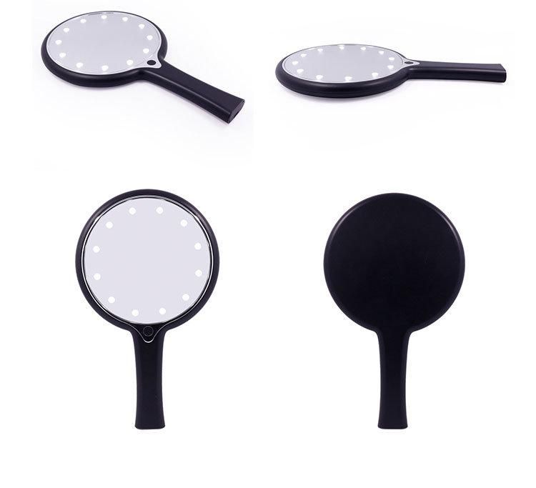 fashion Cosmetic Makeup Portable LED Hand Mirror with Handle