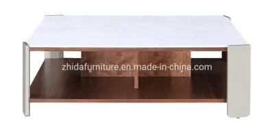 Modern Home Leisure Furniture Wooden Top Stainless Steel Side End Coffee Table