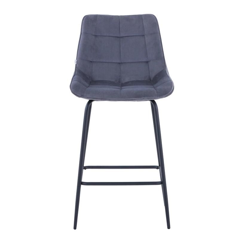China Furniture Cafe Restaurant Nordic Kitchen Cheap Metal Counter High Modern Stool Velvet Fabric Bar Chair