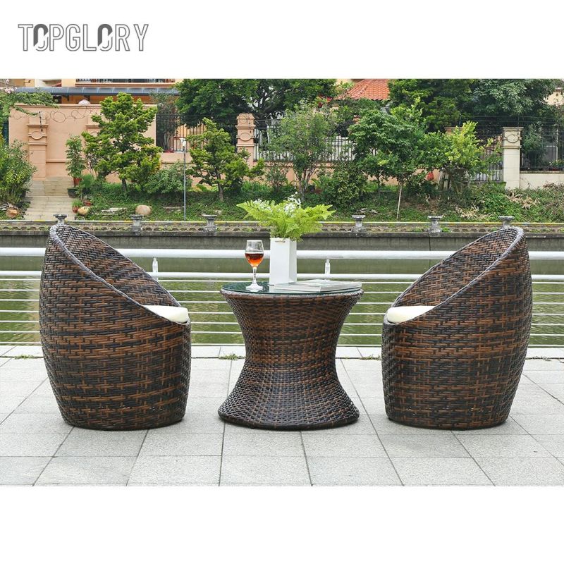 Outdoor Rattan Woven Table and Chair Three-Piece Set Courtyard Garden Leisure Furniture Coffee Shop Terrace Rattan Table and Chair