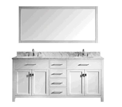 60 Inch White Color Painting Solid Wood Floor Mounted Double Sink Four Doors Four Drawers Bathroom Vanity with Marble Top and Ceramic Sink
