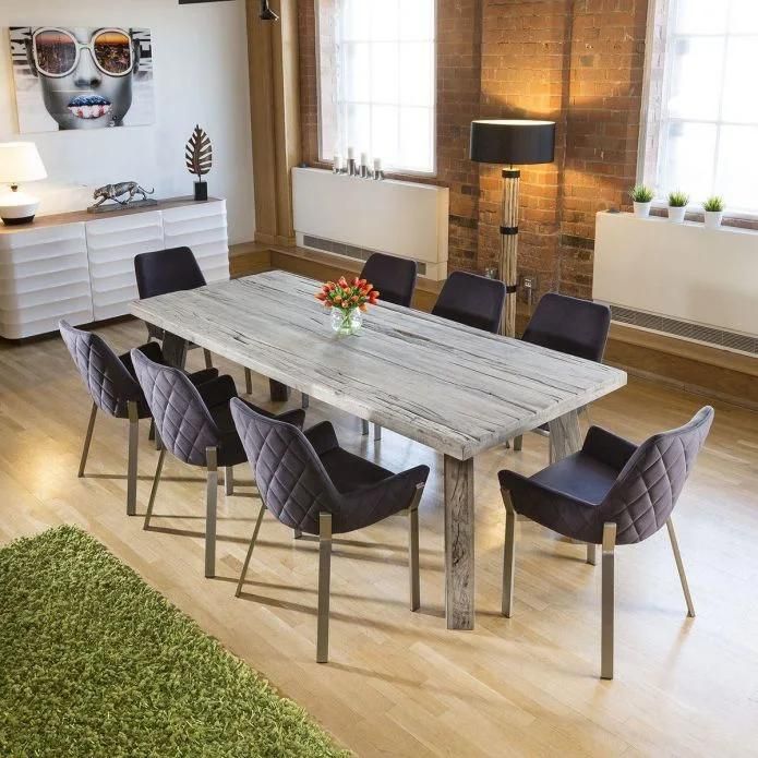 Wholesale Fabric Arm Modern Upholstered Seat Dining Chair with Metal Legs