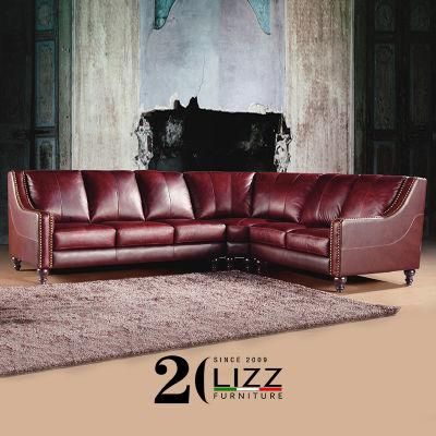 Vintage Sectional Chinese Lizz Furniture Genuine Leather Sofa Furniture