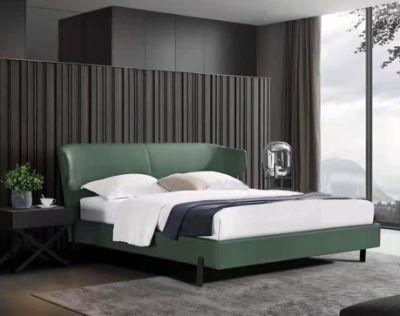 Italian Bed Design Bedroom Furniture Wooden Frame Luxury Leather Bed