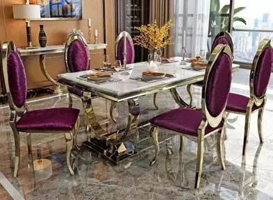 High Quality Dining Room Furniture Modern Golden Chairs Dining Table