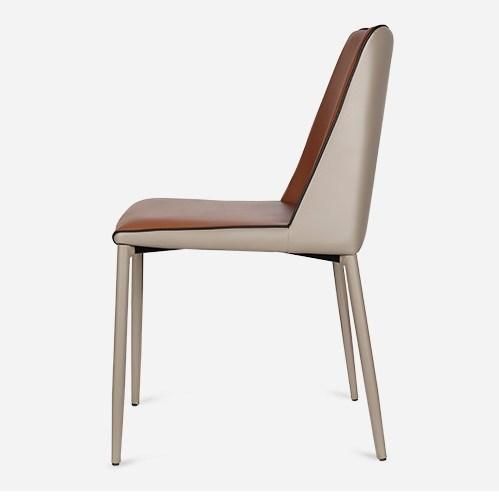 China Wholesale Modern Metal Frame Leisure Upholstered Leather Dining Chairs