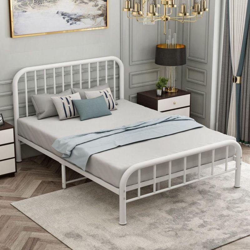 Home Bedroom Hotel Furniture Iron Metal Steel Adult Double Single Bed