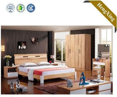 Modern Style Home Hotel Furniture Comfortable Wooden Headboard Bed with Night Stand